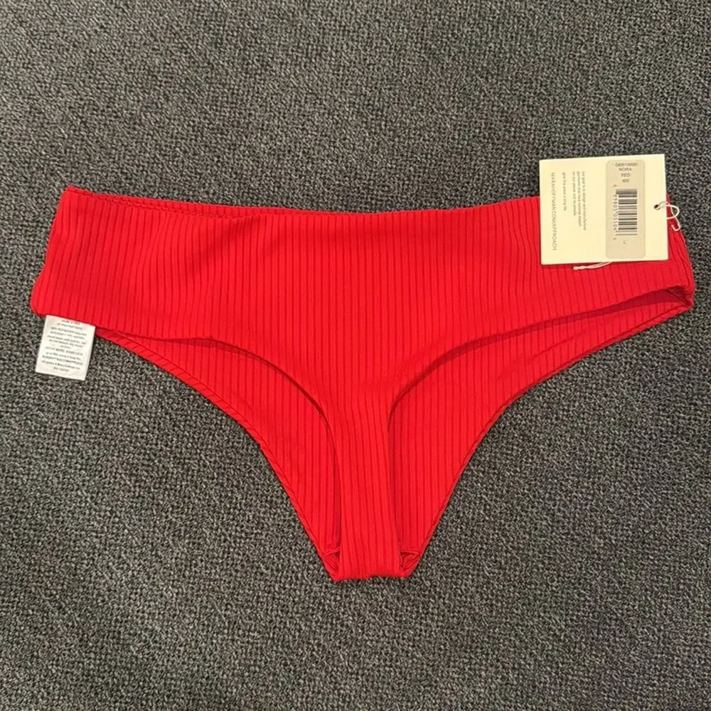 Mara Hoffman Nora Hipster Ribbed Bikini Bottoms - Red Size L